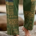 thumbnail image 4 of FAWUUDO Men's Casual Print Pants Elastic Waist Drawstring Ethnic Straight Wide Leg Pants 3XL L-Green, 4 of 5
