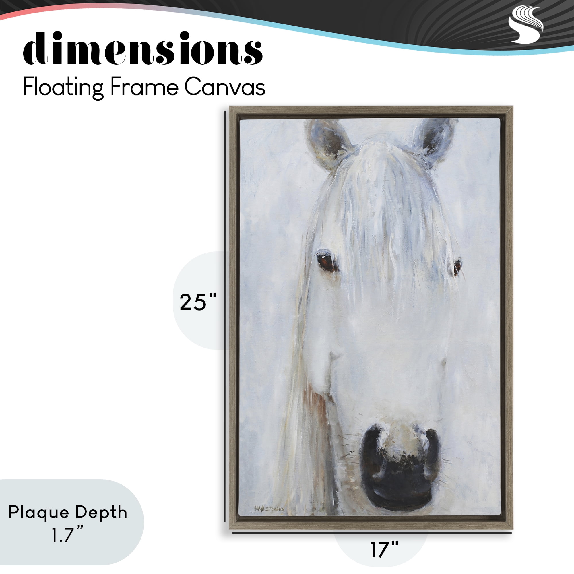 Stupell Industries Pure White Horse Portrait Brown Framed Floater Canvas Wall Art, design by Jadei Graphics