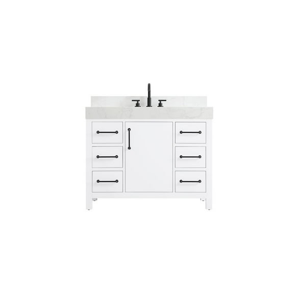 Elegant Kitchen and Bath 42 inch Single Bathroom Vanity In White with backsplash