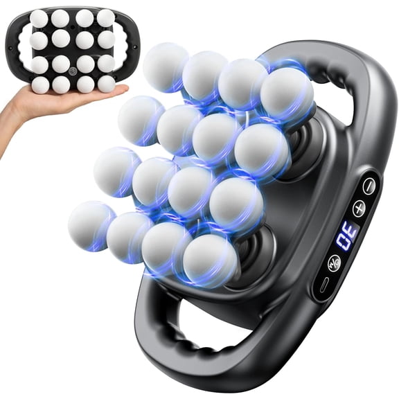 SLUMLOVE 16-Head Massage Gun, Deep Tissue Muscle Massager with 3 Modes & 30 Intensity Levels, Percussion Massage Gun for Back, Neck, Shoulders, Legs and Body Pain Relief