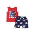 thumbnail image 2 of Elippeo Baby Boy Independence Day 2 Piece Set 6 12 18 24 Months 3 Years Letter Print Tank Tops Elastic Waist Star Print Shorts Infant Toddler 4th of July Outfits, 2 of 10