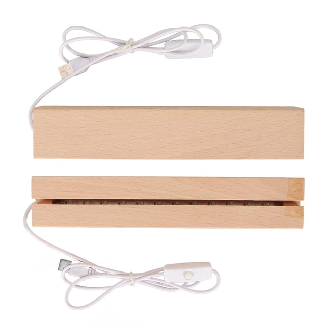 Wooden LED Lights Display Pedestal, USB Interface, Solid Wood, Multi Purpose, Easy to Use for Glass Acrylic, Jewelry, and More