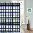 thumbnail image 3 of Fabric Shower Curtain Abstract Stripes Blue Black Grey Plaid Shower Curtains with 12 Hooks Waterproof Machine Washable Bath Curtains for Bathroom, 72 x 78in, 3 of 6