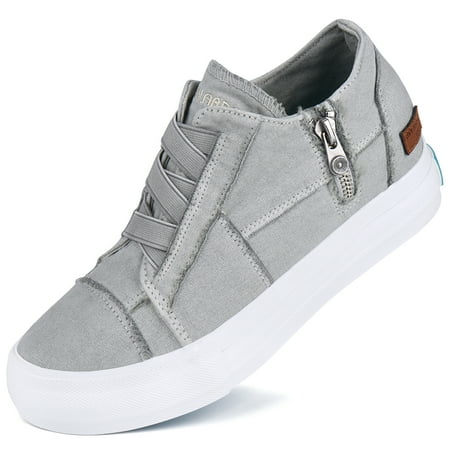 JENN ARDOR Women Platform Sneakers Hidden Wedge Canvas Shoes Fashion Walking Slip On Sneaker Non Slip with Zipper