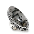 thumbnail image 2 of Natural Black Rutile Gemstone Handmade 925 Sterling Silver Jewelry Ring S.8, 2 of 2