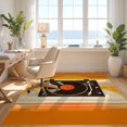 thumbnail image 3 of Design&I 3'x5' Ultra Soft Throw Mat, Vinyl Vintage Record Music Player Motif Retro Soundwave Round None Fluffy Washable Easy Care Indoor rug for Bedside Hallway, 3 of 7