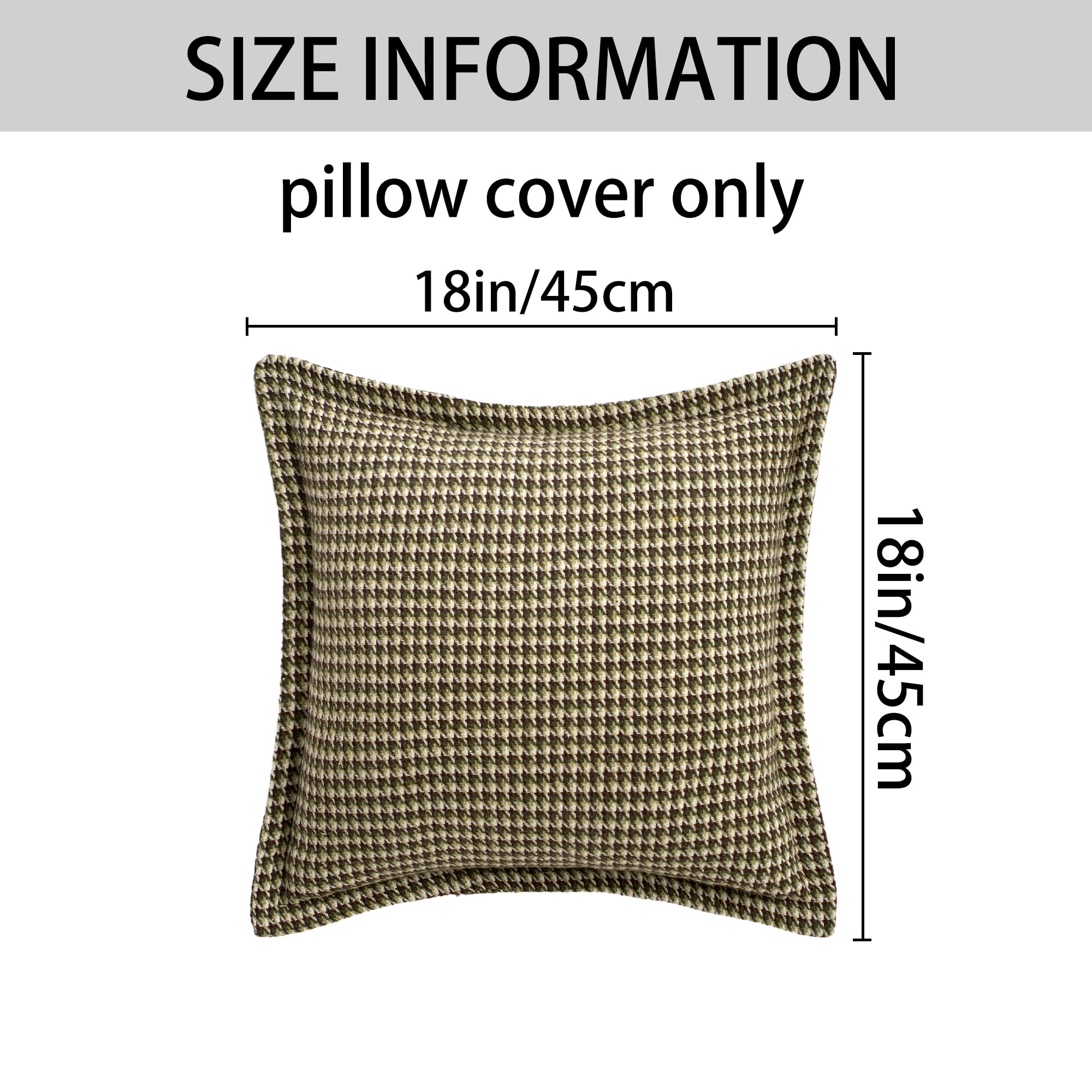 Unique Bargains Soft Houndstooth Throw Pillow Covers Set of 2 Green 18" x 18"
