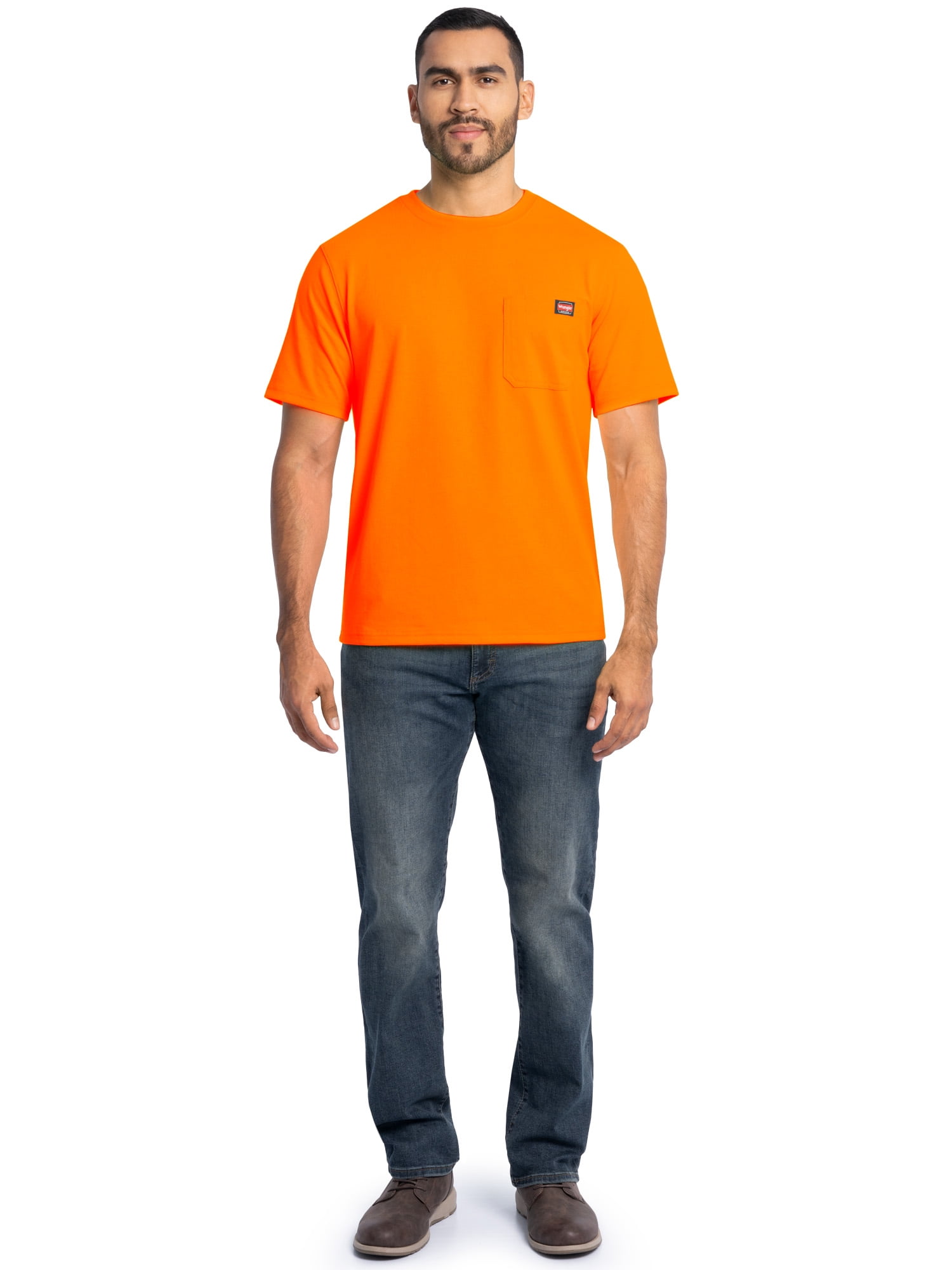 Wrangler Workwear Men's Short Sleeve Heavyweight Pocket Crew Work Shirt, size S-2XLT
