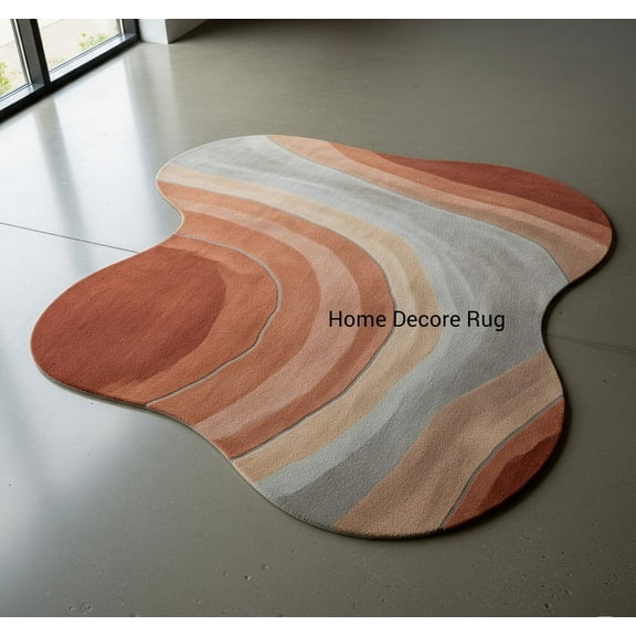 Hand-Tufted Abstract Irregular Shaped Area Rug – Modern Accent Carpet for Bedroom or Living Room