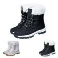 thumbnail image 2 of XIMIN Womens Winter Snow Boots Warm Fur Lined Boots Walking Comfortable Hiking Tennis Booties Anti Slip Lightweight Ankle Boots Mid Calf Waterproof and Cold-Resistant, 2 of 8