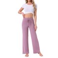 thumbnail image 2 of Pantalones de pijama de mujer INSPIRE CHIC, de pierna ancha, con cordón, pantalones de sudadera elásticos, pantalones de lounge Palazzo, pantalones de yoga para dormir, color púrpura, 2 of 6