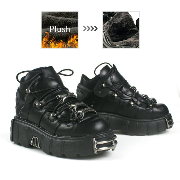 2024 NEW Punk Style Women Shoes Lace-up heel height 6CM Platform Shoes Woman Gothic Ankle Rock Boots Metal Decor Woman Sneakers LS