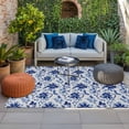 thumbnail image 2 of Blue Flower Outdoor Rug for Patio/Deck/Porch, Non-Slip Large Area Rug 5 x 8 Ft, Country Watercolor Floral Vintage Plant Indoor Outdoor Rugs Washable Area Rugs, Reversible Camping Rug Carpet Runner, 2 of 8