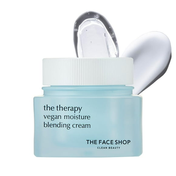 THE FACE SHOP The Therapy Vegan Moisture Blending Cream | Vegan Moisturizer | Cooling | Hydrating | Skin-Friendly | 2-in-1 Gel &amp; Cream | K-Beauty
