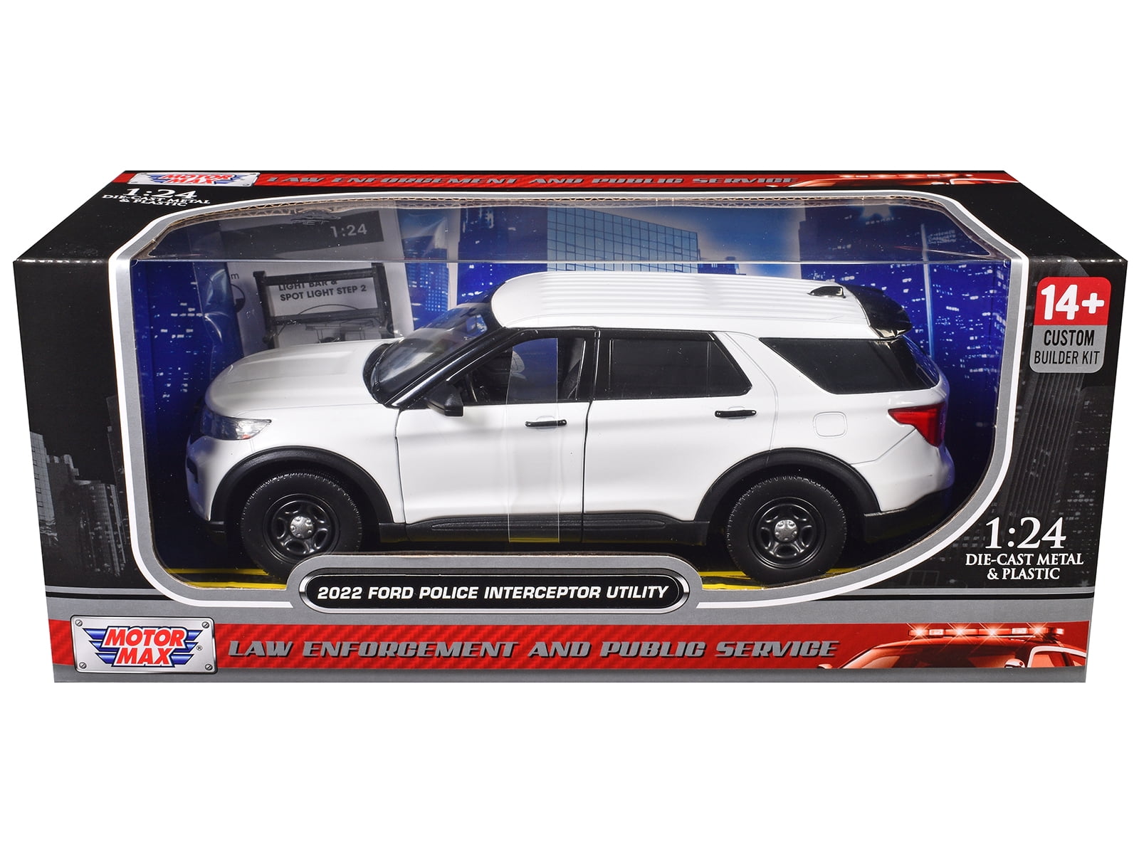 2022 Ford Police Interceptor Utility Unmarked White "Builder's Kit" 1/24 Diecast Model Car by Motormax