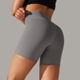 thumbnail image 2 of Pantalones cortos de yoga de color liso para mujer: cintura alta compresiva, doble cepillado, pantalones cortos deportivos de tres cuartos., 2 of 8