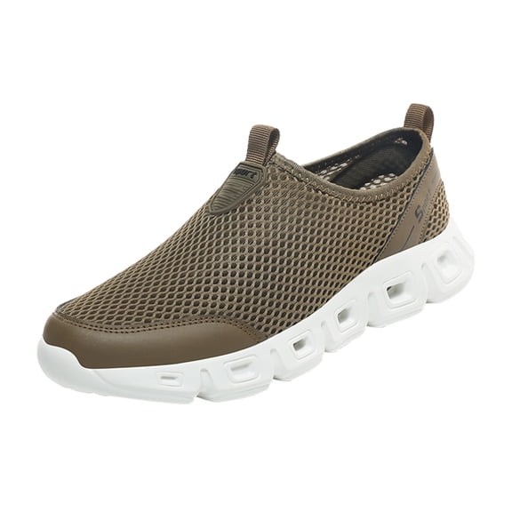 Men's Trainers Shoes Lassless S𝗅ip On Sneakers Hollow Out Mesh Breathable Shoes Lightweight Wide Width Sports Shoes for Workout Gym Driving Hiking Running