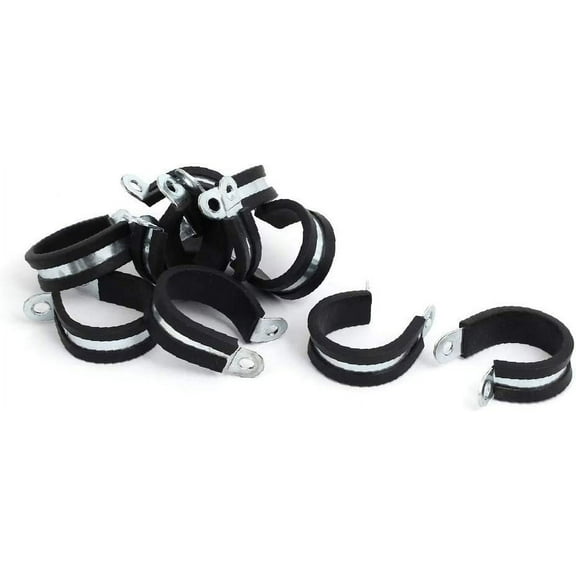 32mm Dia Rubber Lined R Shaped Zinc Plated Pipe Clip Cable Clamp 10pcs(32 mm Dia recubierto de caucho R en forma de zinc plateado Clip de tubo abrazadera de cable 10pcs