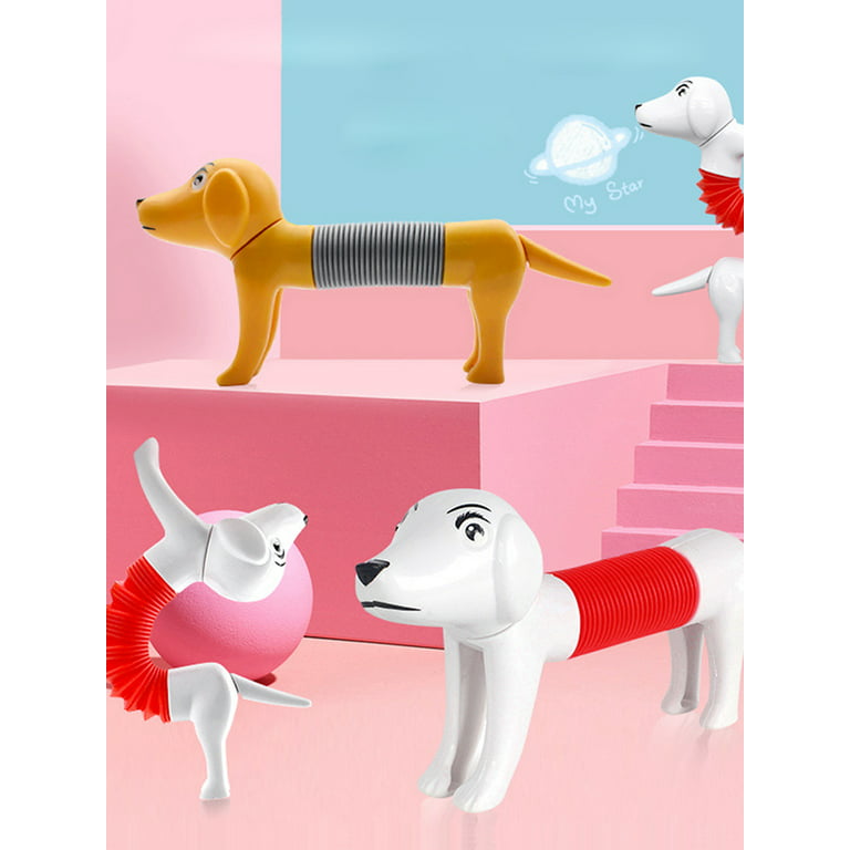 Novel Spring Dog Pop Tubes Sensory Toy Stress Relieve Bellows Toys