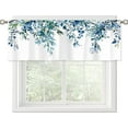 thumbnail image 5 of Teal Eucalyptus Botanical Leaves Valances Kitchen Curtains Flower Window Drapes Turquoise Blue Floral Plants Botanical Wildflower Bedroom Bathroom Living Room Treatment Tier 52Wx18H Inch, 5 of 6