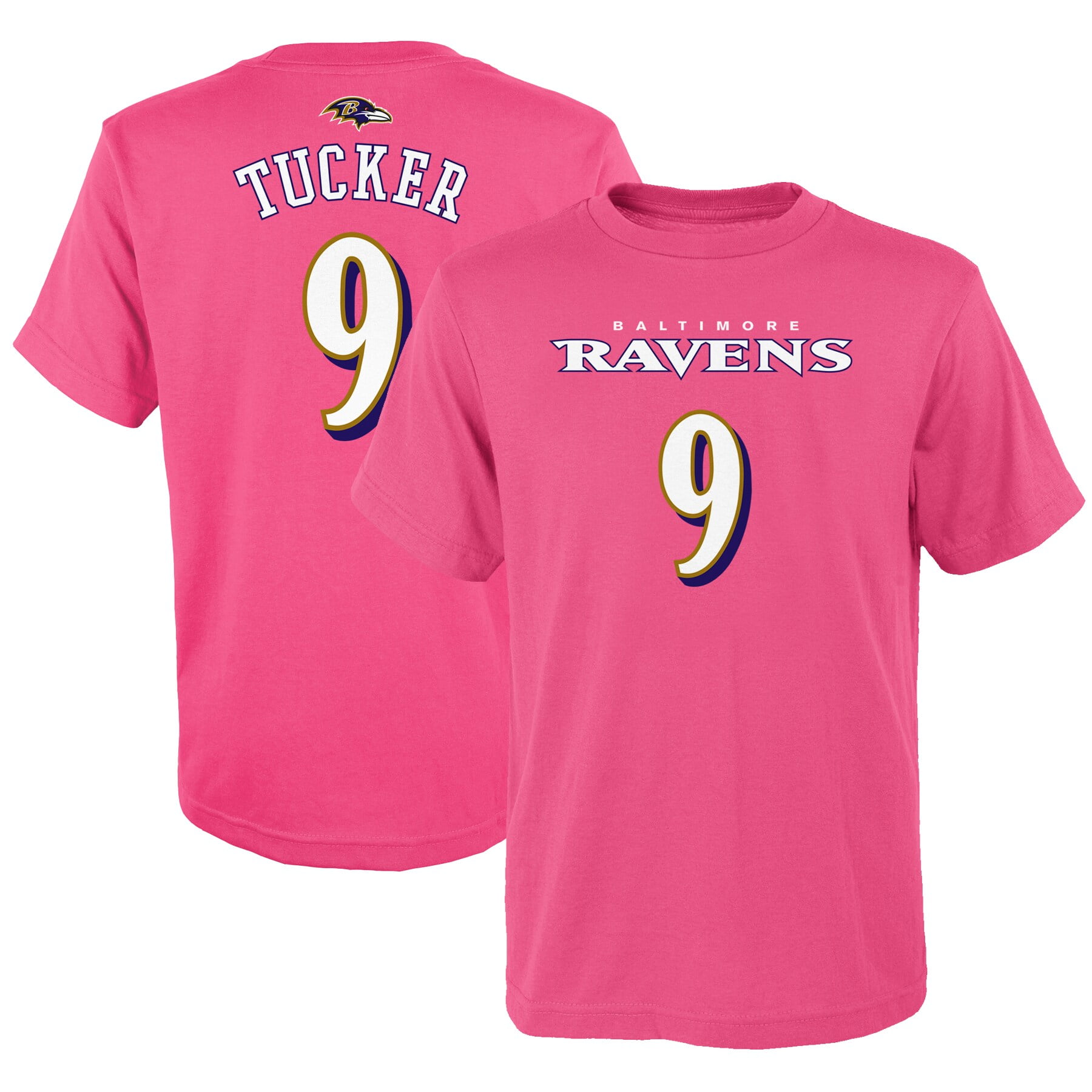 Justin Tucker Baltimore Ravens Youth Mainliner Player Name & Number T-Shirt - Pink - Walmart.com