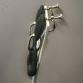 thumbnail image 2 of Clip on 2 1/3" Vintage gold and black Acrylic dangle chain earrings, 2 of 5