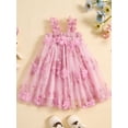 thumbnail image 4 of Musuos Toddler Girl's Cami Tulle Dress 6M 12M 18M 24M 3Y 4Y Square Neck Sleeveless 3D Flower Leaf Embroidery Summer Princess Dress, 4 of 9