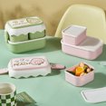 thumbnail image 4 of Bento Lunch Box, Cute Cartoon Bento Box Microwaveable Safe Lunch Box Independent Compartment Lunch Container, Plastic Lunch Bento Box Container Stackable Lunch Containers, 4 of 8