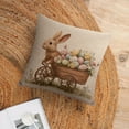 thumbnail image 6 of Cushion Case Egg Cart Bunny Festive Rabbit Garden Harvest Throw Pillow Cover Rabbit Bunny Egg Floral Leaves Decorative Bed Pillowcases 18"x18" for Couch Bed Car, 6 of 7