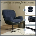 thumbnail image 5 of 360° Swivel Accent Chair, Modern Chenille Lounge Chair with Faux Leather and Black Metal Base Frame, Comfortable Reading Chair for Small Spaces, Living Room, Bedroom, Reading Corner, Office, Navy Blue, 5 of 41
