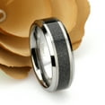 thumbnail image 3 of Men's Women's Tungsten Wedding Band Engagement Ring 8mm Shiny Beveled Edge with Black Sandstone Carbon Fiber Inlay, 3 of 4