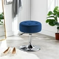 thumbnail image 6 of ZYPPP  Tufted Velvet Vanity Stool, Modern Makeup Stool Vanity Chair Height Adjustable Swivel Stool Round Ottoman for Bedroom Living Room, Dark Blue, 6 of 9