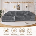 thumbnail image 6 of LLappuil 108" Sectional Sofa, Modular Sectional Couch with Right Chaise, Boneless Corduroy Cloud Sofa for Living Room Gray, 6 of 7