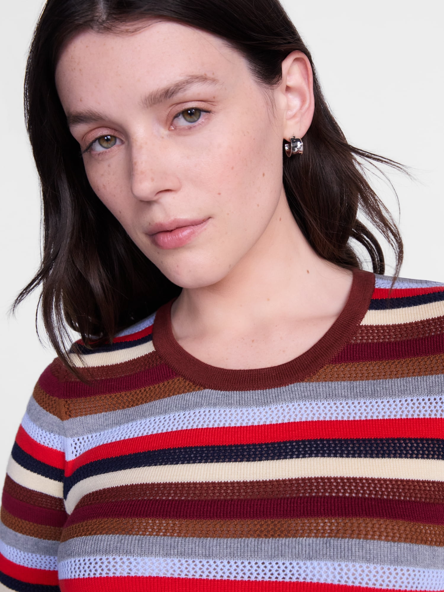 Scenario Women's Stripe Sweater with Short Sleeves, Sizes XS-XXXL