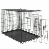 ZOPan 42" Large Dog Crate House Kennel Folding Pet Cage 2 Doors With Tray Black