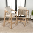 thumbnail image 4 of Porto Modern Coastal Tub Roped Acacia Wood Outdoor Bar Stool with Cushions and Armrests, Beige/Light Teak (Set of 2), 4 of 7