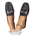thumbnail image 5 of CHWshoes Design Mules for Women, Almond Toe Slip-On Flats, Backless Loafers with Matal Buckle, Comfort Casual & Dressy Shoes Black Size 38, 5 of 5