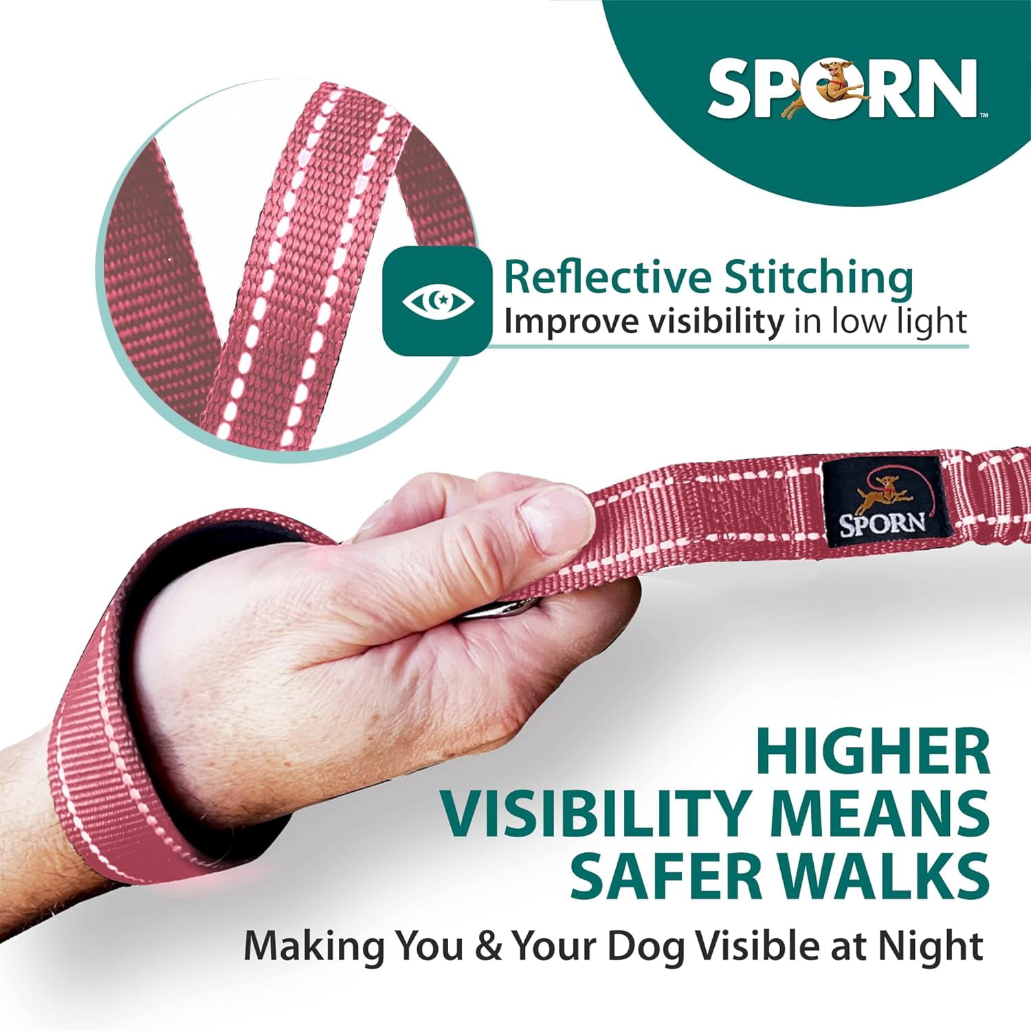 Sporn Child Co-Walk Training Dog Leash, 6 ft, Pink