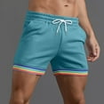 thumbnail image 4 of Xdzjlr Running Shorts For Men,Summer Solid Color Rainbow Pocket Drawstring Straight Beach Comfortable Running Shorts For Men, 4 of 5