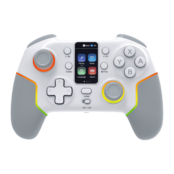Wireless Game Controller with Built-in Display Screen,Hall Effect Joysticks & Hall Trigger Buttons,RGB Backlit Customizable Buttons,1000mAh Rechargeable Battery,Compatible with PC,Switch,iOS,Android