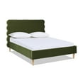 thumbnail image 6 of Jennifer Taylor Home Stockholm Modern Wavy Headboard Platform Bed, Queen, Olive Green Performance Velvet, 6 of 8