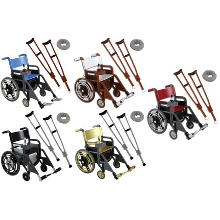 Package Deal  - All 5 Wheelchair Playsets (Blue, Gold, Black, Wooden & Red) Toy Wrestling Action Figure Accessories