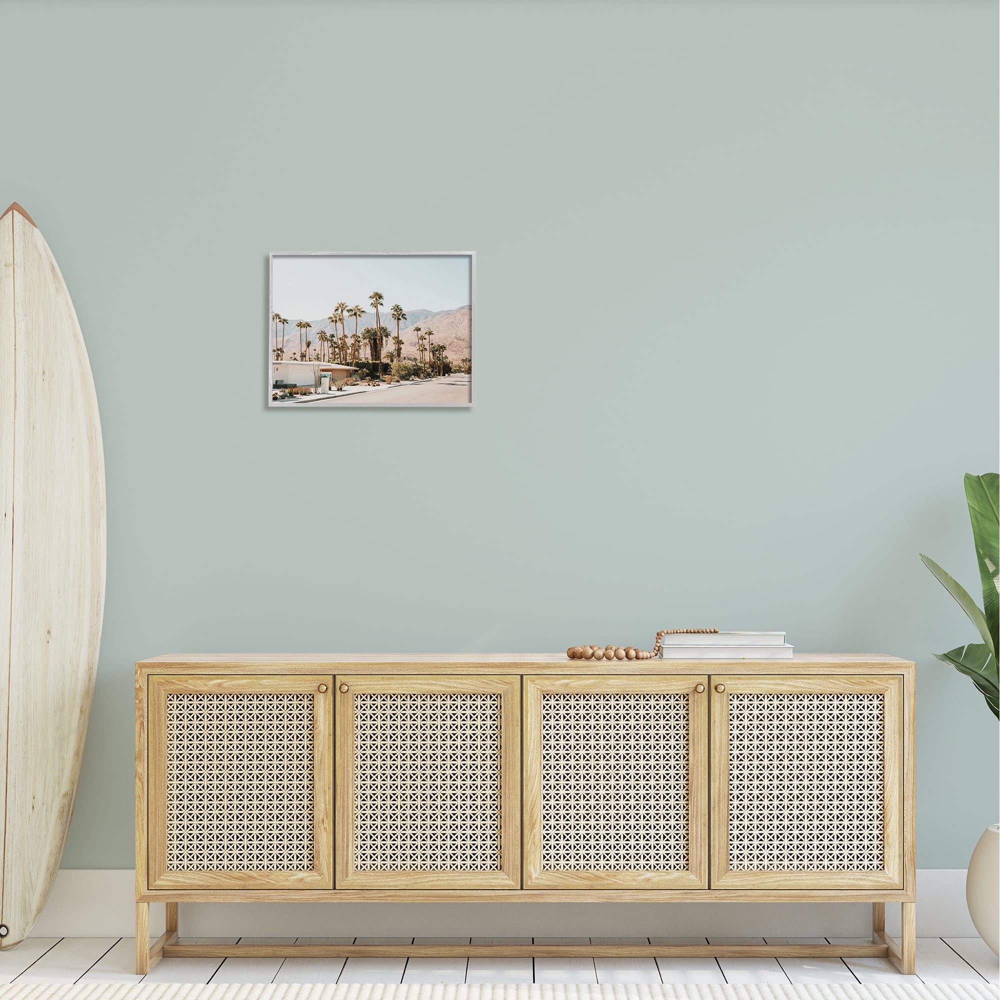 Stupell Summer Villa Town Palm Trees Landscape Photography Gray Framed Art Print Wall Art