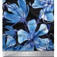 thumbnail image 1 of Soimoi Blue Rayon Crepe Fabric Floral Print Fabric by The Yard 46 Inch Wide, 1 of 1