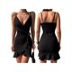thumbnail image 4 of VISgogo Vestido de tirantes para mujer, tirantes finos, cuello en V, volantes, irregular, ajustado, minivestido de verano para fiesta de club VISgogo  moda, 4 of 5