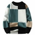 thumbnail image 1 of Styesk Chandail Homme Loisirs Col Rond Bloc de Couleur Polyvalent Manches Longues Chandail, 1 of 2