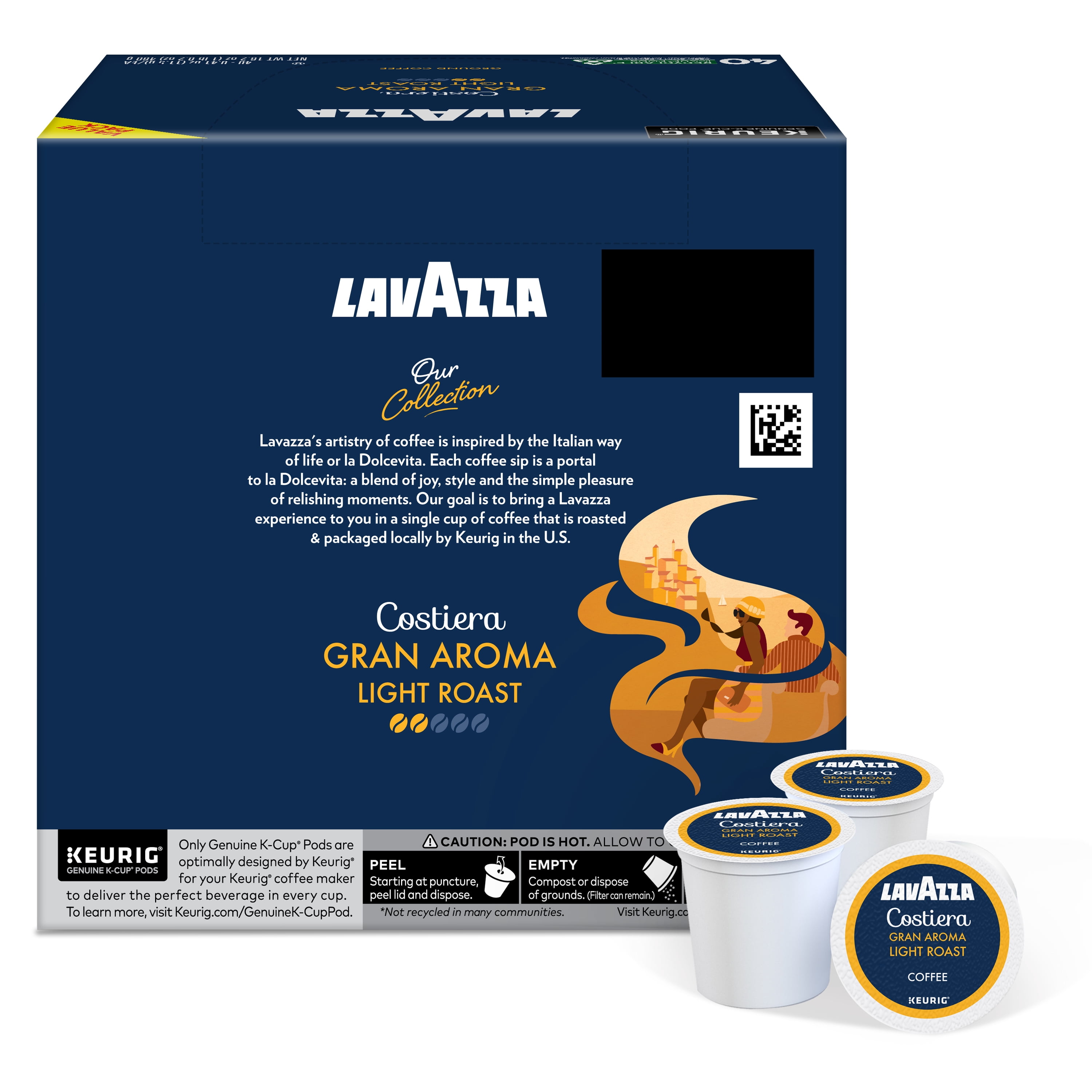 Lavazza Costiera Gran Aroma Keurig K-Cup® Pods, Light Roast, 100% Arabica (160 Pods)
