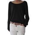 thumbnail image 2 of RWJDXD Tunique Tricotée pour Femmes, Manches Longues, Col Rond, Basique, Couleur Unie, S-3TG, 2 of 6