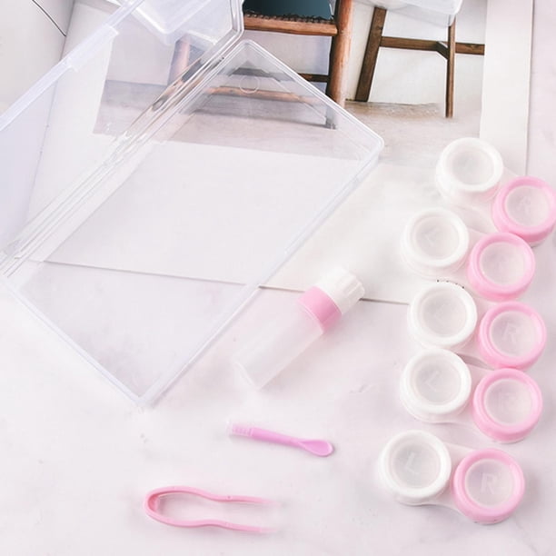 5 pares de estuches de Contenedor Caps Caja de presentación portátil Sin Lentes de Soporte para gafas para , Blanco Macarena Estuche para lentes de contacto