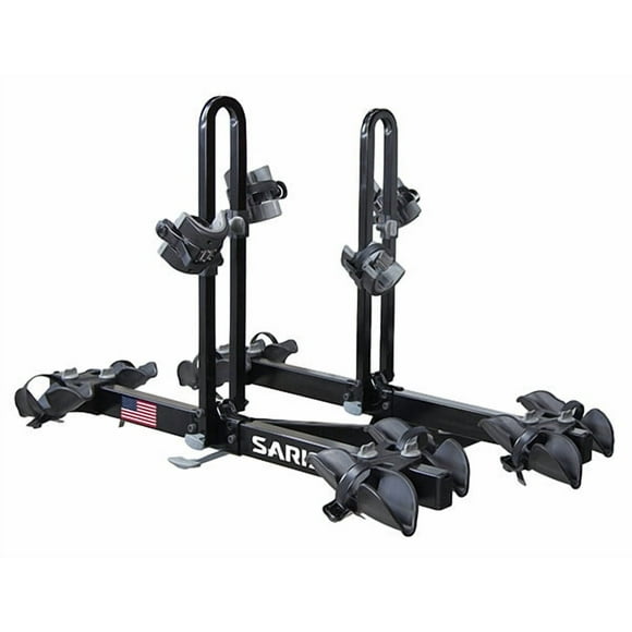 Saris Bike Rack 4414B Freedom; 2 Inch Receiver Hitch Mount; Holds 4 Bikes; Up To 190 Pound Weight Capacity; Bike Tire Clamp; Without Lock; Foldable; Black; Steel